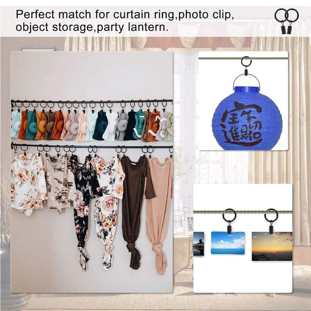 Matt Black Plated Curtain Clip Rings (18 rings)
